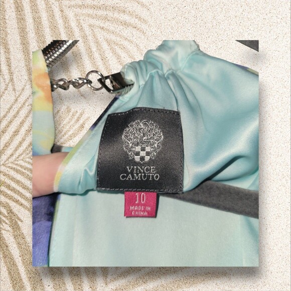 Vince Camuto Aqua Floral Halter Maxi Dress with Sliding Neckline Size 10 - Picture 7 of 7